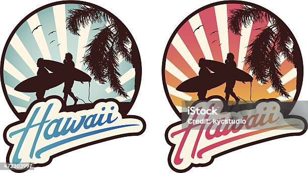 Surf Эмблема Гавайи — стоковая векторная графика и другие изображения на тему Биг Айлэнд - Гавайские острова - Биг Айлэнд - Гавайские острова, Гавайские острова, Сёрфинг
