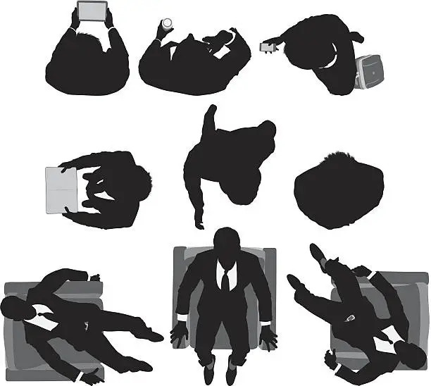 Vector illustration of Multiple shot of a businessman in different poses