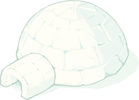 A vector isometric illustration of an igloo made out of ice blocks.