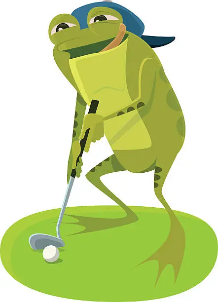 Vector illustration of Golfing Frog