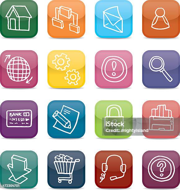 Website And Internet App Style Icon Set Stock Illustration - Download Image Now - Arrow Symbol, Badge, Business Finance and Industry