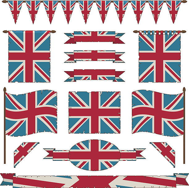 Stary Brytanii taśmy i flagi – artystyczna grafika wektorowa
