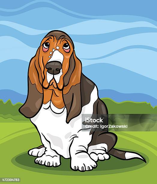 Illustration De Dessin Animé Chien Basset Hound Vecteurs libres de droits et plus d'images vectorielles de Animaux de compagnie - Animaux de compagnie, Assis, Basset hound