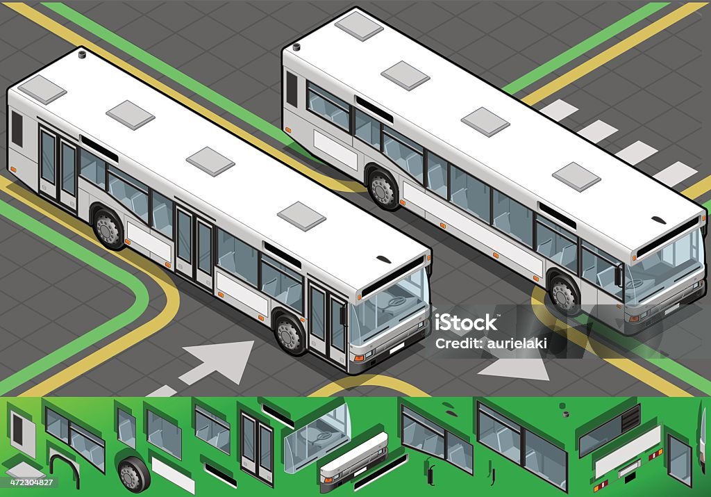 Autobus isometrica nella vista anteriore - arte vettoriale royalty-free di Assonometria