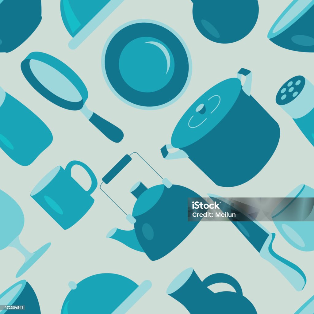 Utensil Pattern Utensil Pattern Stock Illustration - Download Image Now - Blue, Bowl ...