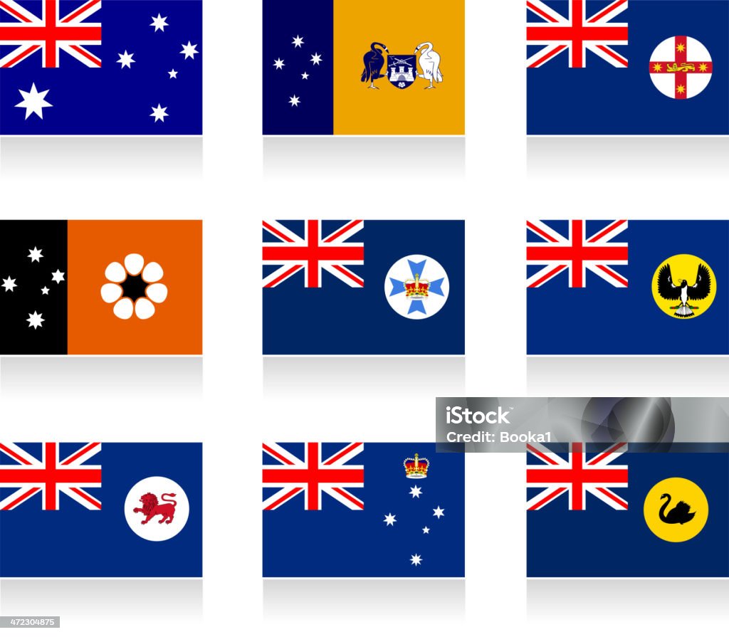Australian Staaten und dem Festland Gebiete Flagge Kollektion - Lizenzfrei Flagge Vektorgrafik