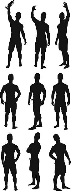 projektanci ciała - muscular build white background men shirtless stock illustrations