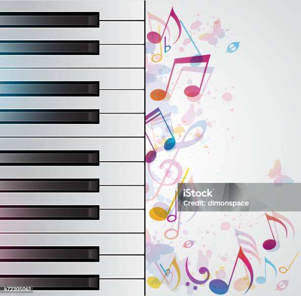 Музыкальный Фон С Фортепиано — стоковая векторная графика и другие изображения на тему Абстрактный - Абстрактный, Бабочка, Баннер - знак