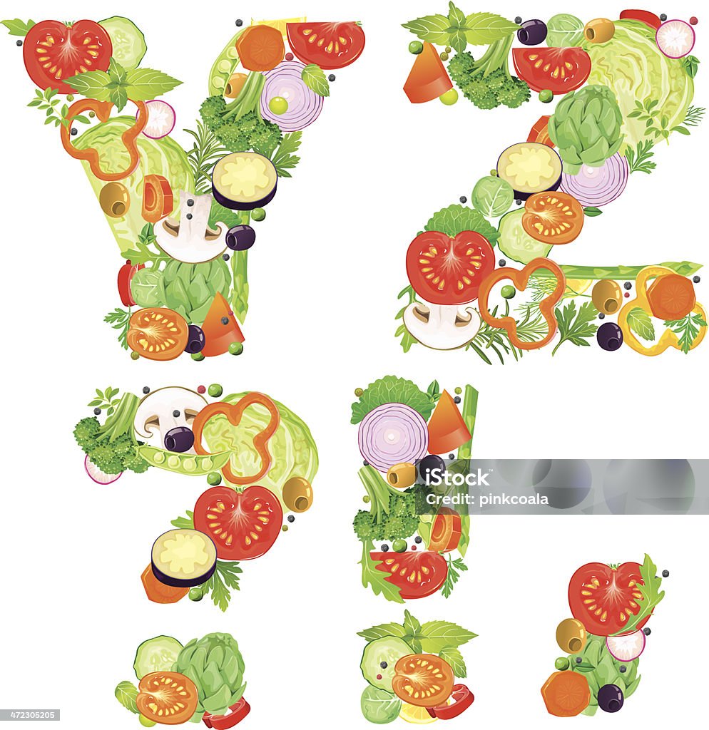 Алфавит из овощей YZ - Векторная графика Алфавит роялти-фри