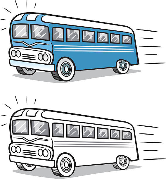 vintage bus fahren - tour bus stock-grafiken, -clipart, -cartoons und -symbole