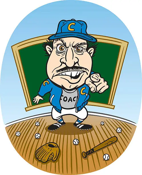 Vector illustration of Cartoon Baseball Coach