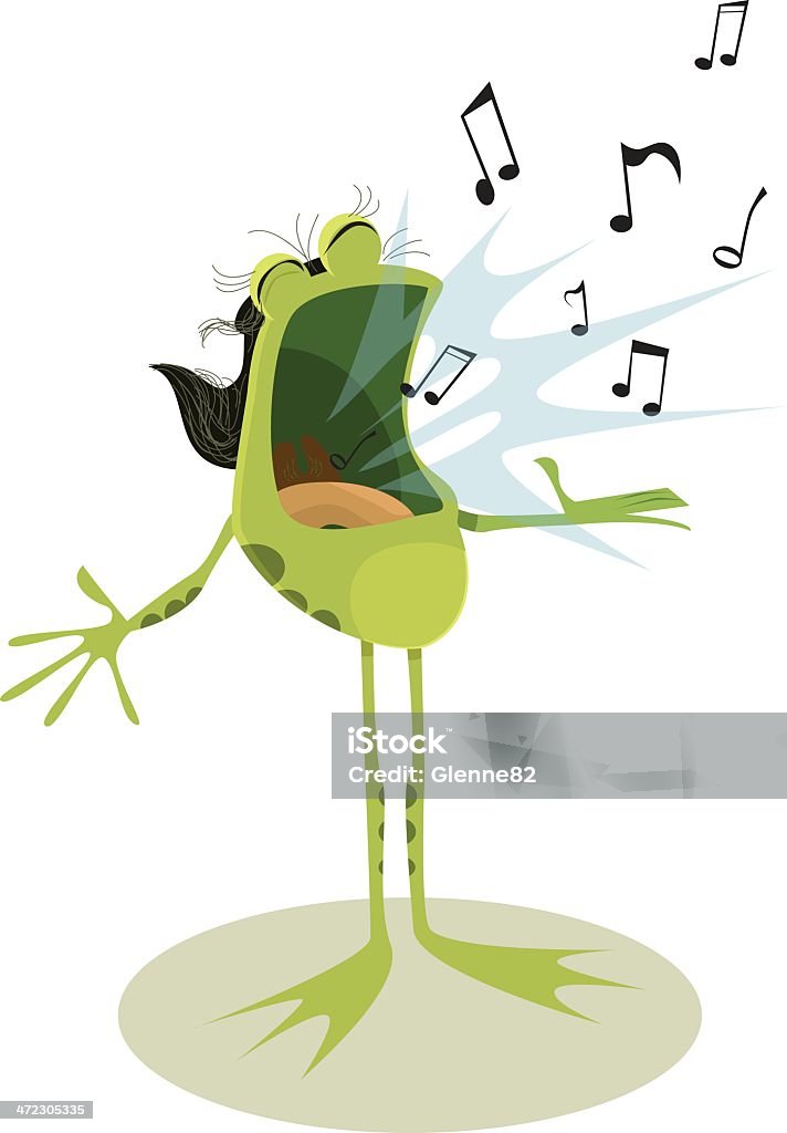 Singing Frog  Frog is belting out beee-ooootiful music! Humor stock vector