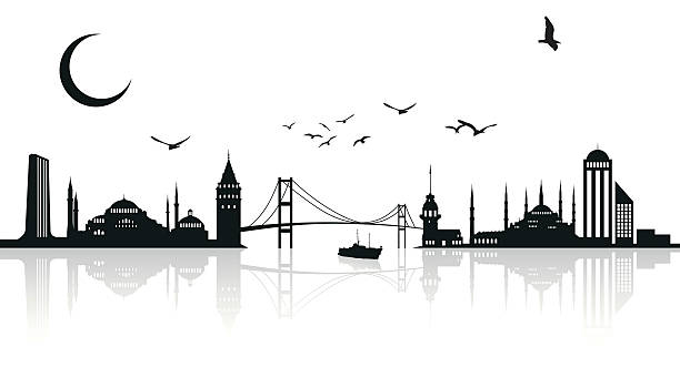 İstanbul silhouette Each objects are easily editable. bosphorus stock illustrations