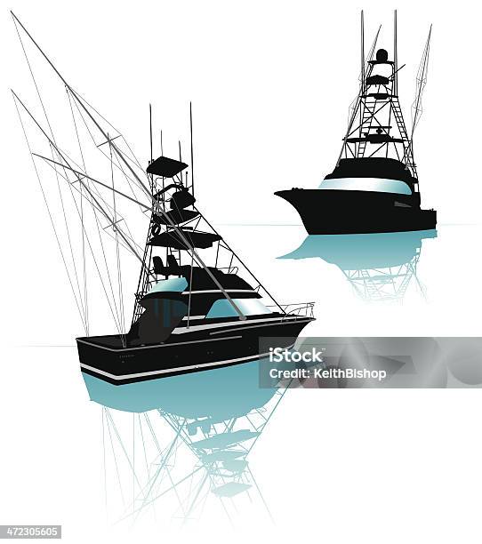 Fishing Лодка — стоковая векторная графика и другие изображения на тему Рыболовное судно - Рыболовное судно, Векторная графика, Водный вид спорта