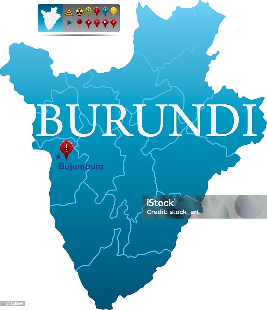 Burundi mapy z ikony nawigacji - Grafika wektorowa royalty-free (Afryka)