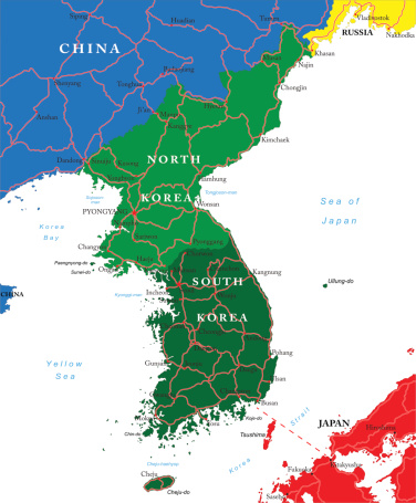Detailed map of the Korean Peninsula.