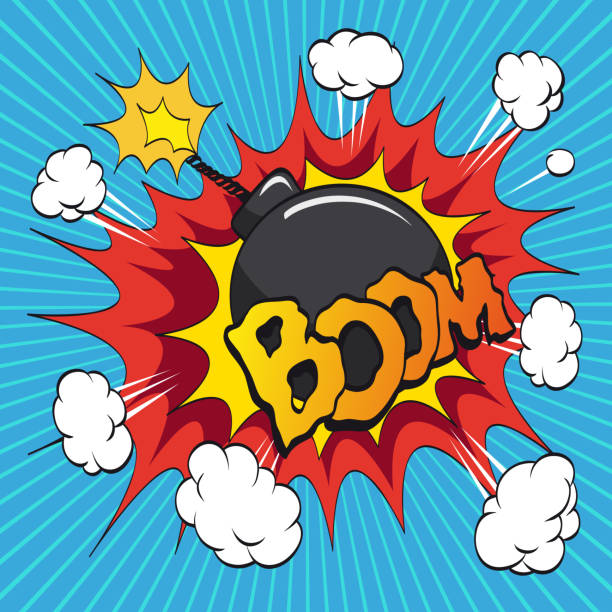 illustrations, cliparts, dessins animés et icônes de boom. bande dessinée explosion - comic book bomb cartoon blue