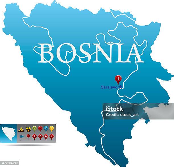 보스니아 맵 탐색 아이콘 0명에 대한 스톡 벡터 아트 및 기타 이미지 - 0명, 국가-지리적 지역, 국경