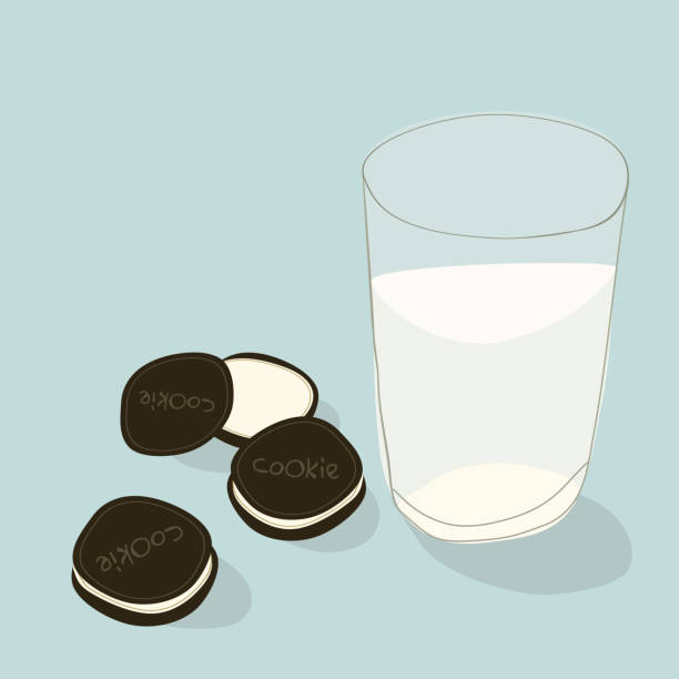 Bекторная иллюстрация Молоко и печенье