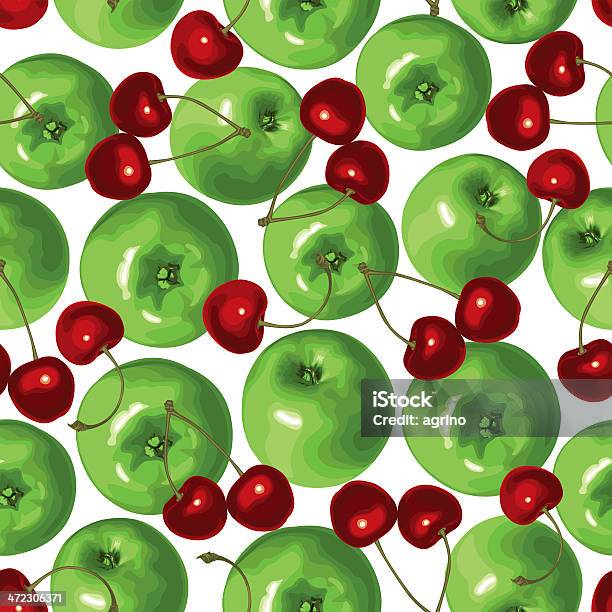 Grüner Apfel Und Kirschen Nahtlose Muster Stock Vektor Art und mehr Bilder von Apfel - Apfel, Bildhintergrund, Bunt - Farbton