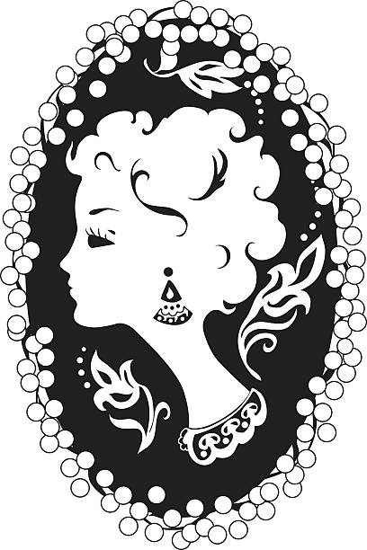 woman cameo vintage profile - cameo brooch 幅插畫檔、美工圖案、卡通及圖標
