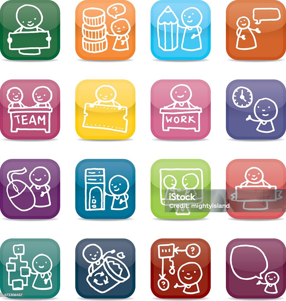 Poste de travail et d'application style icon set - clipart vectoriel de Crayon libre de droits