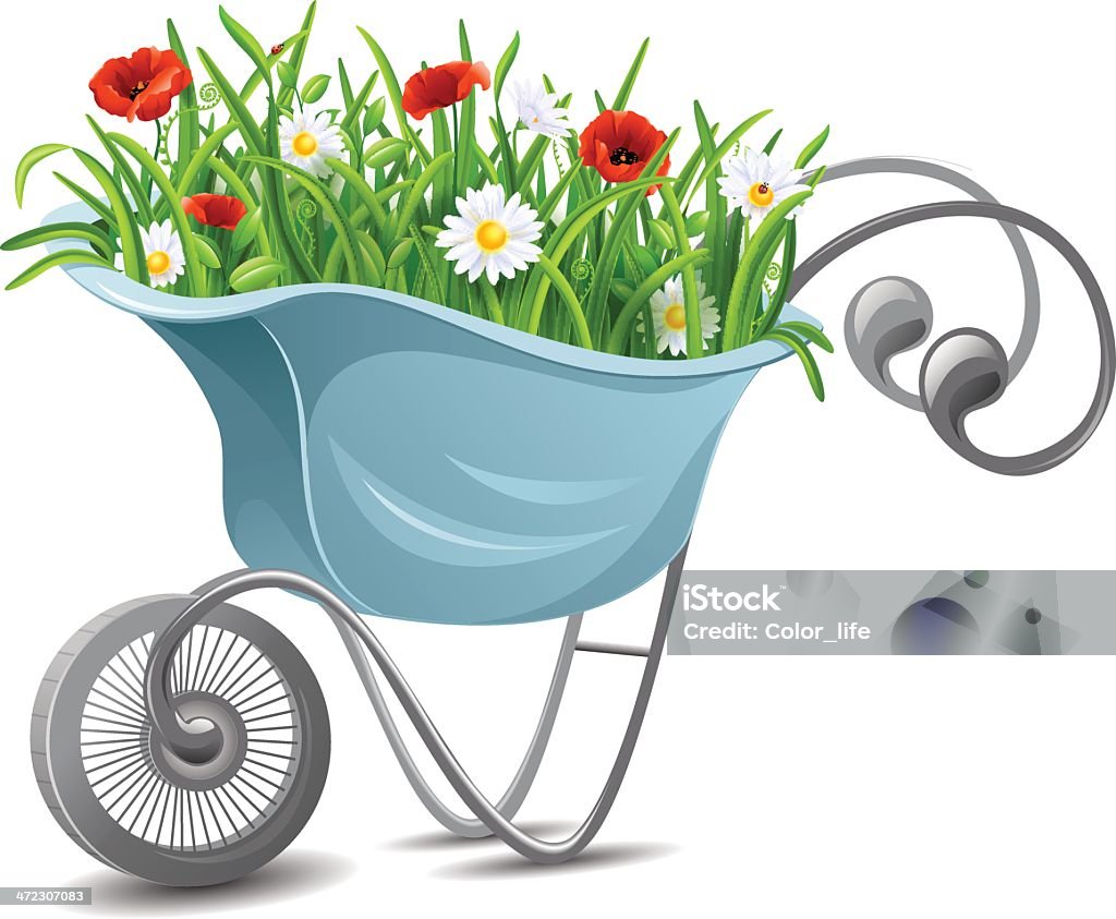 Gardening. Wheelbarrow with flowers Wheelbarrow with flowers. Vector illustration. EPS10. Flower stock vector