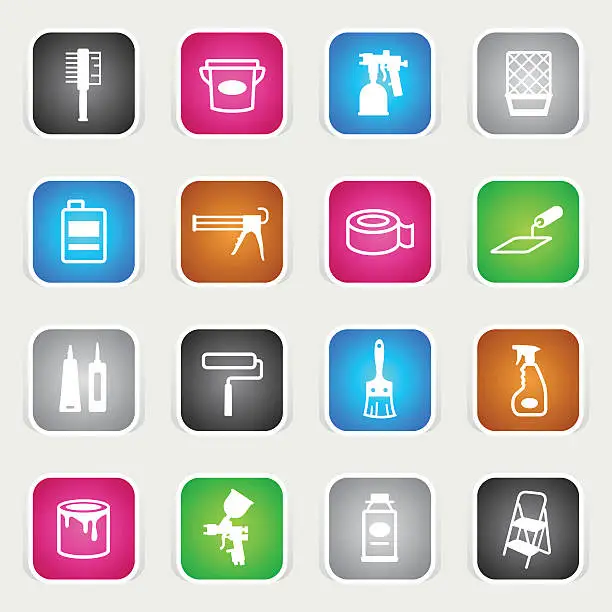 Vector illustration of Multicolor Icons - Painting Tools