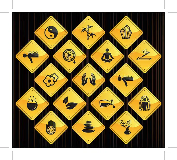 Vector illustration of Yellow Road Signs - Alternative Medicine
