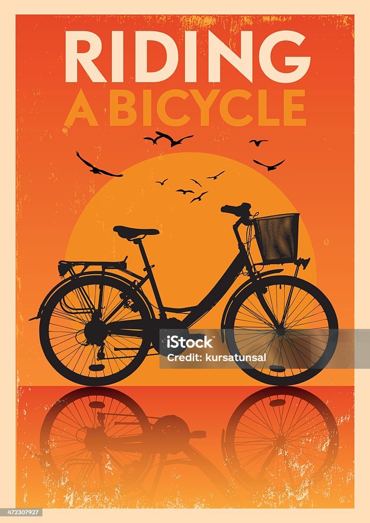 Bicicleta Vintage con dosel - arte vectorial de Anticuado libre de derechos