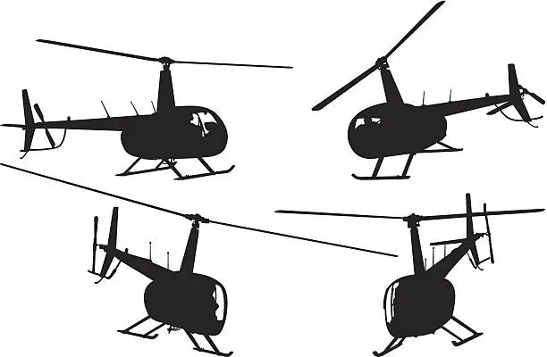 Vector illustration of Silhouette of a helicopter