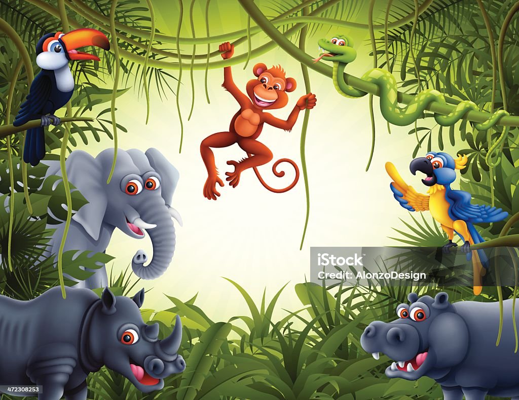 Jungle Scene Stock Illustration - Download Image Now - Ape, Monkey,  Illustration - iStock