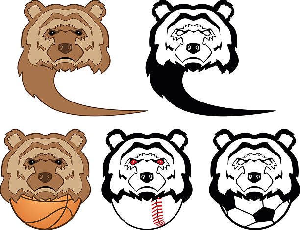 Bear Sports Mascot Stylized illustration of a bear mascot with several variations for different of sports or stand-alone.  bear clipart stock illustrations