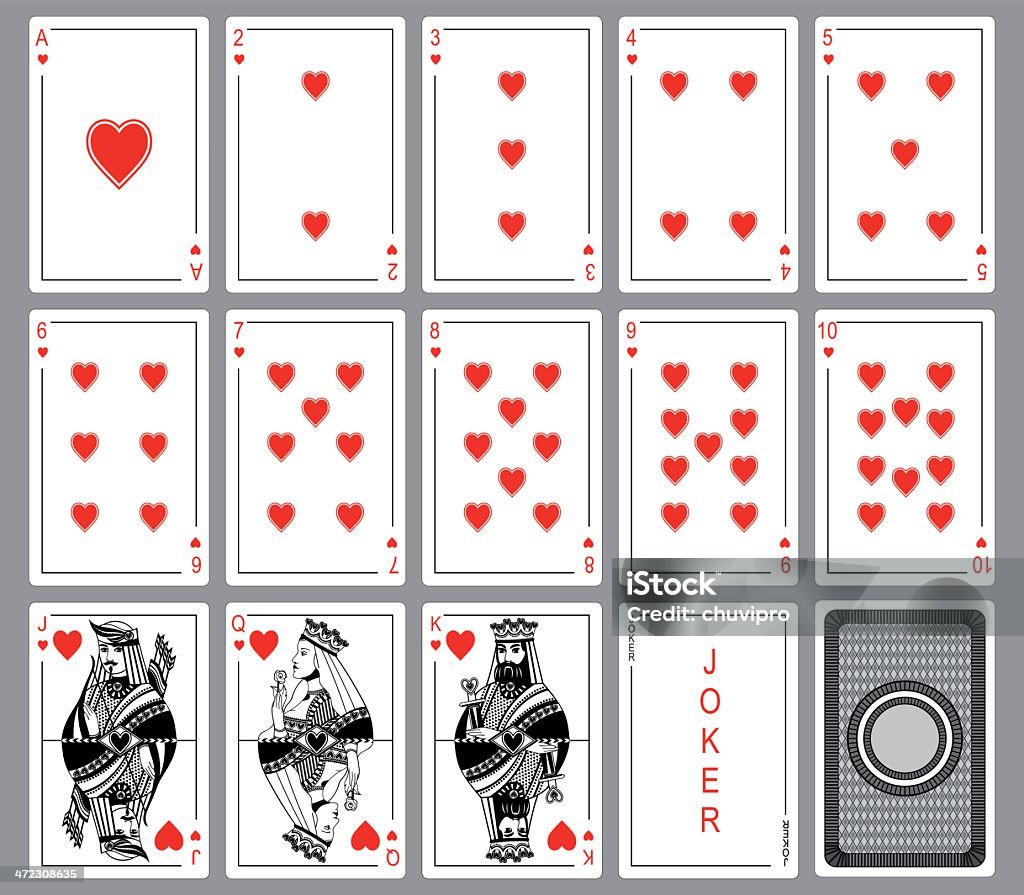 Set Playing cards of hearts. Playing Card stock vector