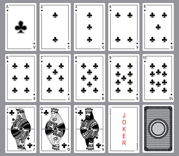 ilustrações de stock, clip art, desenhos animados e ícones de conjunto jogando cartas de clubes. - cards rear view vector pattern