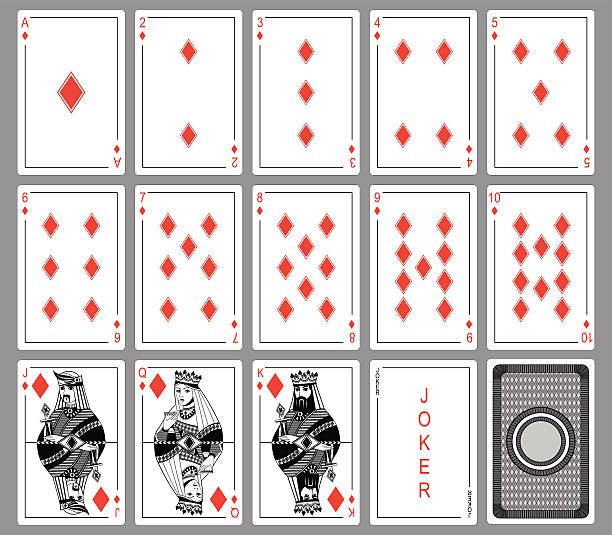 die spielkarten der diamanten. - queen of diamonds stock-grafiken, -clipart, -cartoons und -symbole