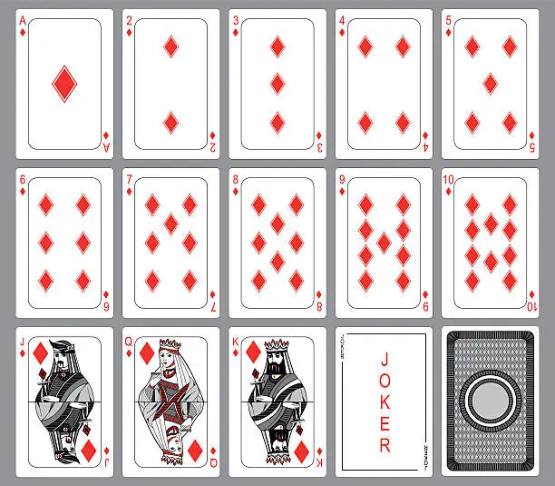 Vector illustration of Diamonds Playing cards suit