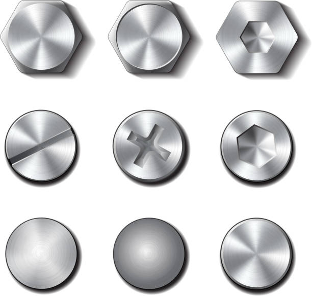 istock Set of screws and bolts on white background. 472308847