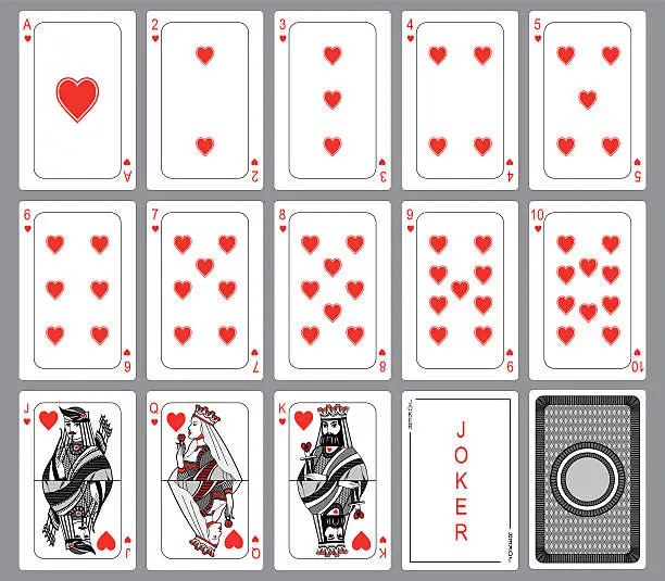 Vector illustration of Playing cards suit of hearts