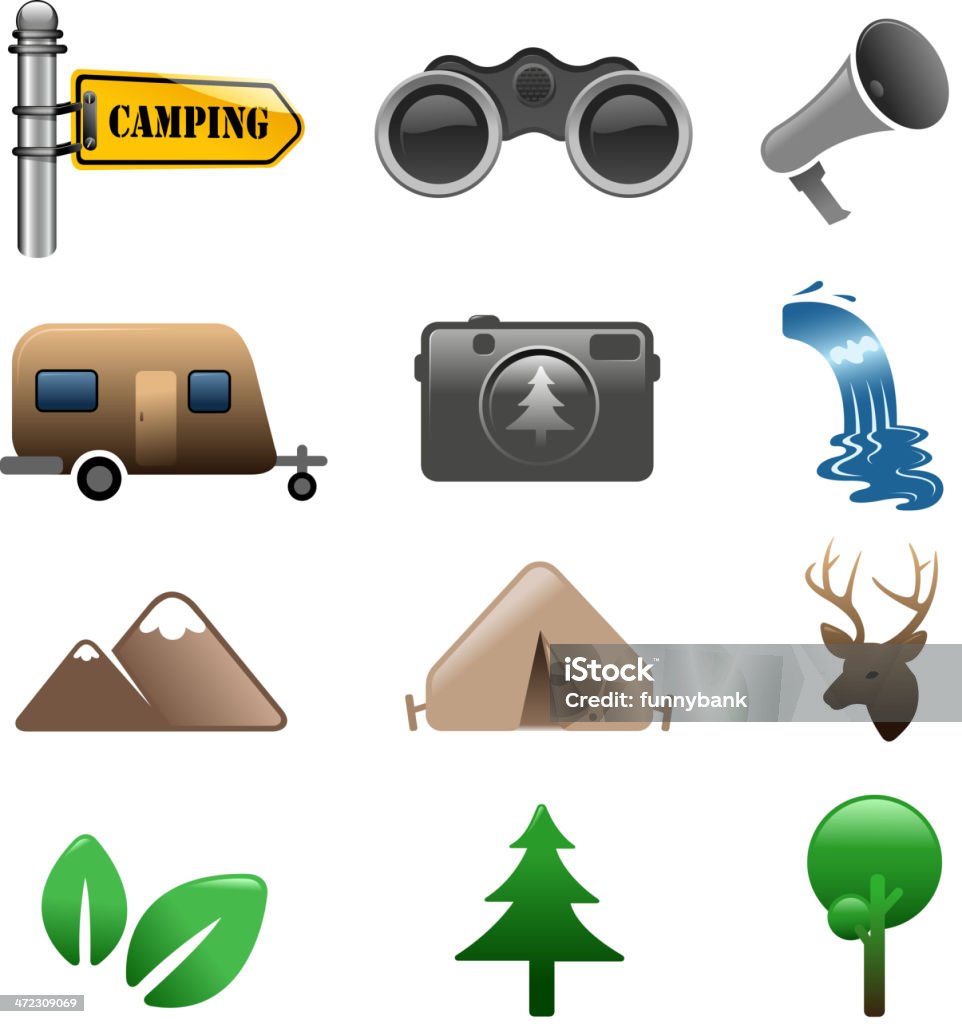 hiking Symbole - Grafika wektorowa royalty-free (Aparat fotograficzny)