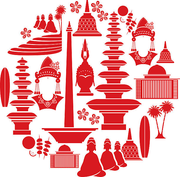 indonesian icon set - indonesia stock illustrations