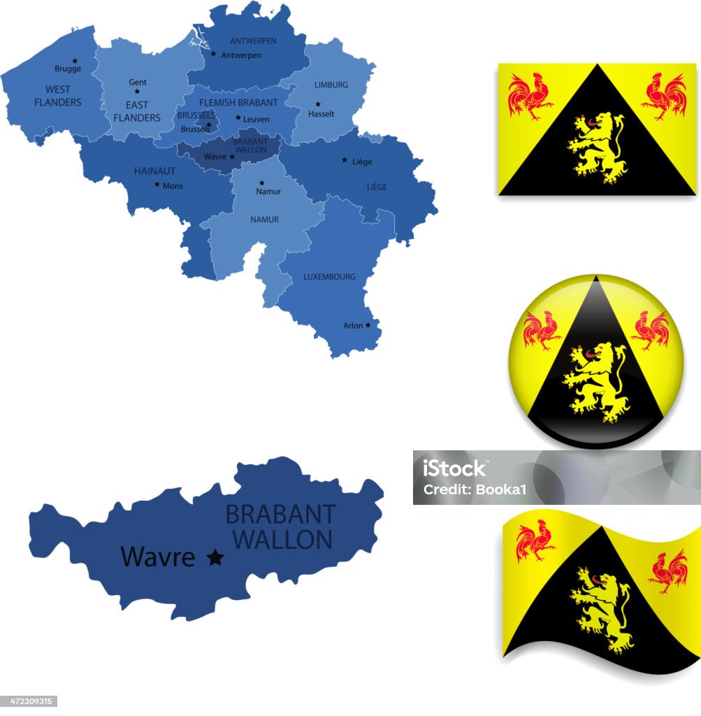 Walloon Brabant Província de bater - Vetor de Bandeira royalty-free