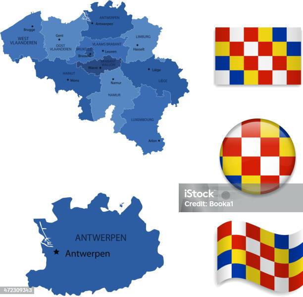 Provincia Di Anversa Set - Immagini vettoriali stock e altre immagini di Bandiera - Bandiera, Bandiera nazionale, Belgio