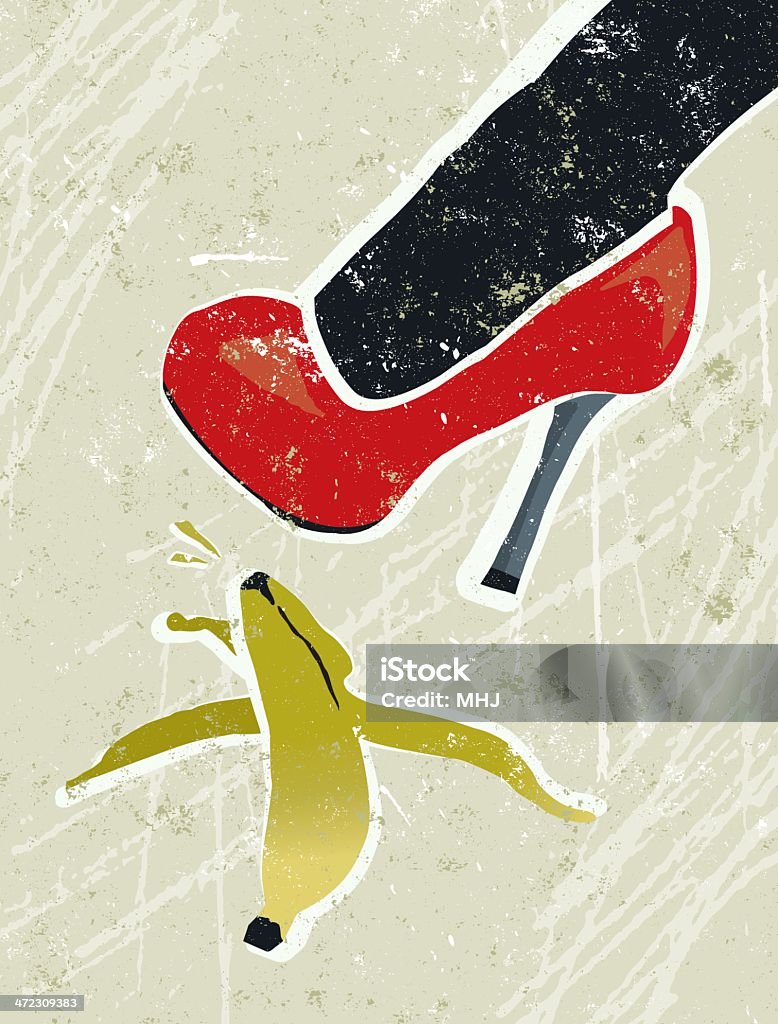 Biznesmenka stopy o do poślizgu na Banana Skin - Grafika wektorowa royalty-free (Skórka banana)