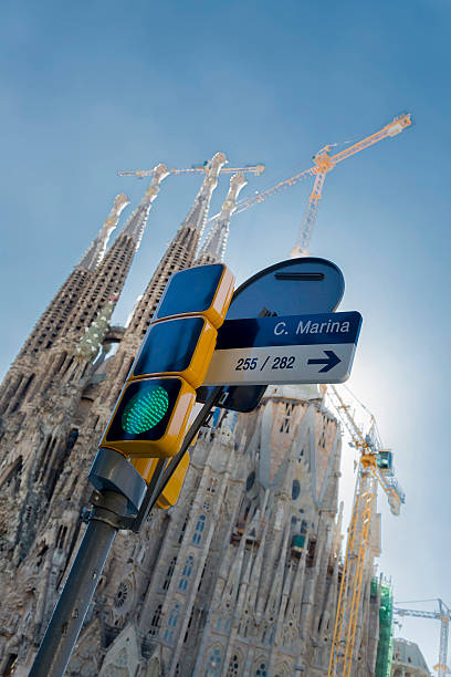 Carrer de la Marina close to Sagrada Familia stock photo