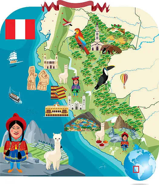 Vector illustration of Cartoon Map of PERU