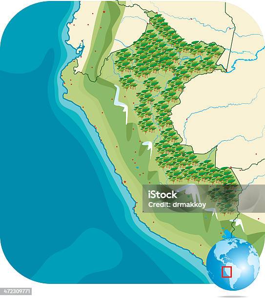 Perù Mappa - Immagini vettoriali stock e altre immagini di Carta geografica - Carta geografica, Cuzco, Regione Amazzonica