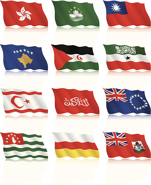 ilustraciones, imágenes clip art, dibujos animados e iconos de stock de agitando colección de banderas de países de otros - abkhazian flag