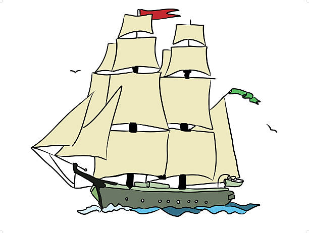 illustrazioni stock, clip art, cartoni animati e icone di tendenza di m-l'allestitore - navy nautical vessel sea spinnaker