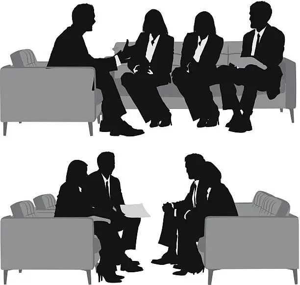 Vector illustration of Multiple silhouettes of a business team